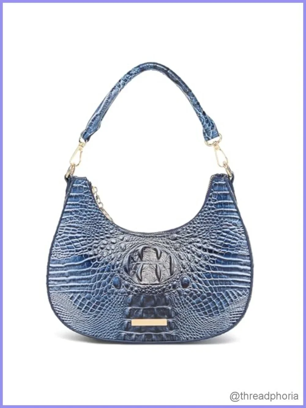 Vegan Leather Croc Embossed Hobo Bag Crescent Shoulder Purse Clutch Handbag